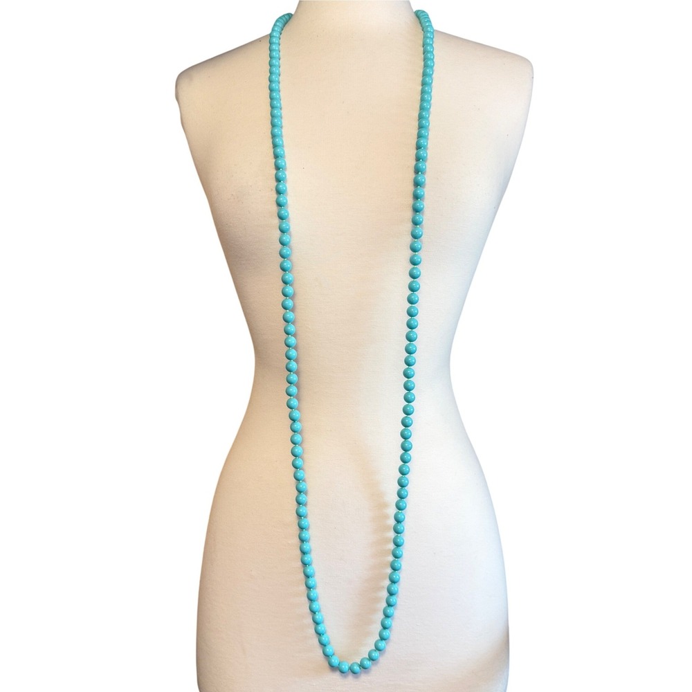 Stella & Dot La Coco Turquoise Bead Necklace Long Hand Knotted Convertible Blue